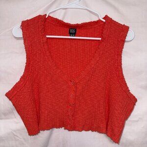 Urban Outfitters BDG Orange Sleeveless Cropped Button UP Knit Top size XS